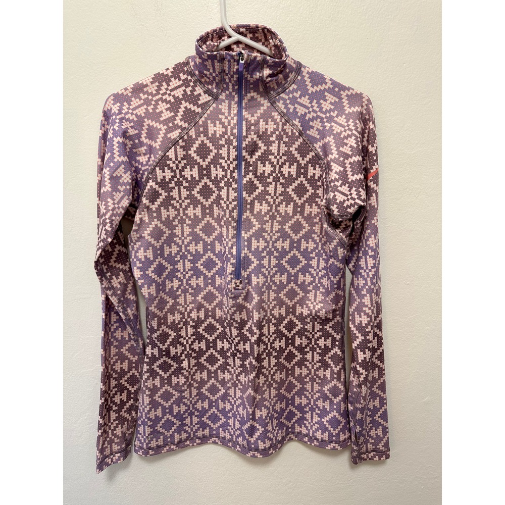 Nike Pro‎ Hyperwarm Dri Fit Purple Half Zip Long Sleeve Top Womens Medium